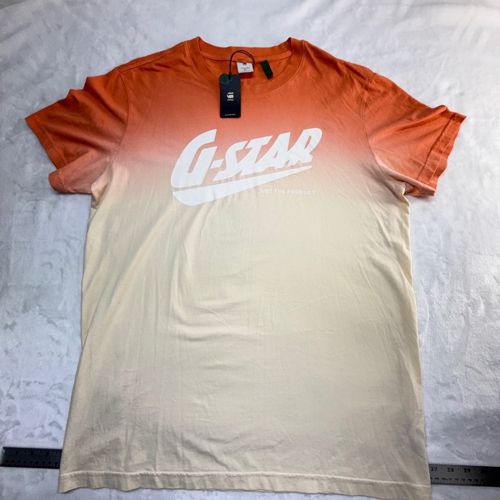 G-STAR RAW Dip Dye GR T-Shirt XL NWT Orange Cream Gradient Mens Tee Dip Dye Fade